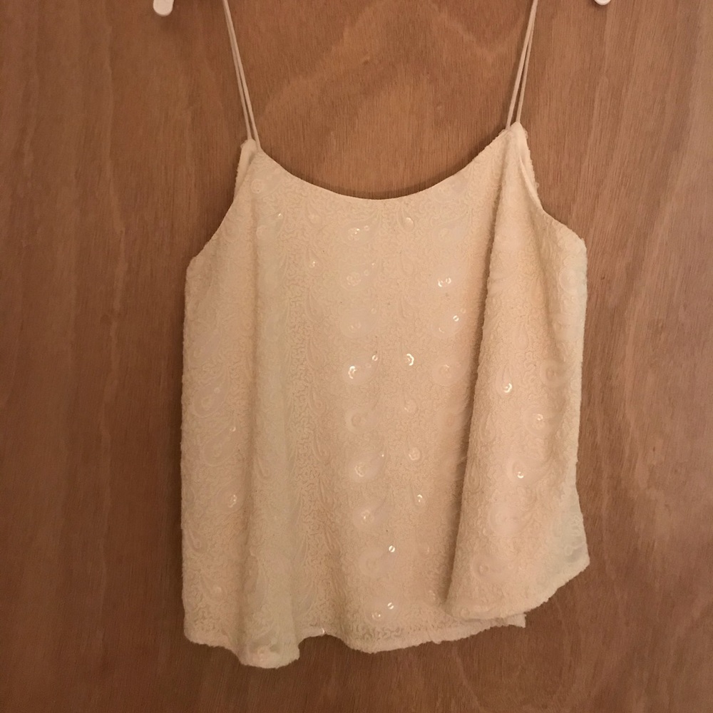 Cream sequin tank